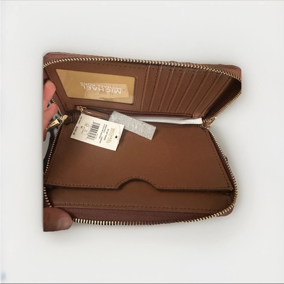 Michael Kors Jet Set Travel Large Flat Phone Case Leather Wallet - Brown